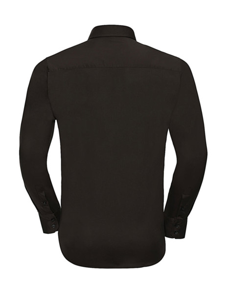 Fitted Long Sleeve Stretch Shirt - White / 3XL