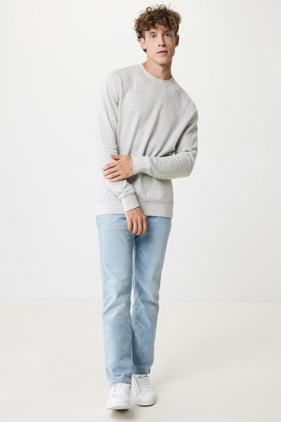 Pull à col rond en coton recyclé non teinté Iqoniq Denali - Heather Grey / M