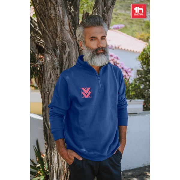 THC BUDAPEST. Sweat-shirt col zippé unisexe - Bleu Royal / S