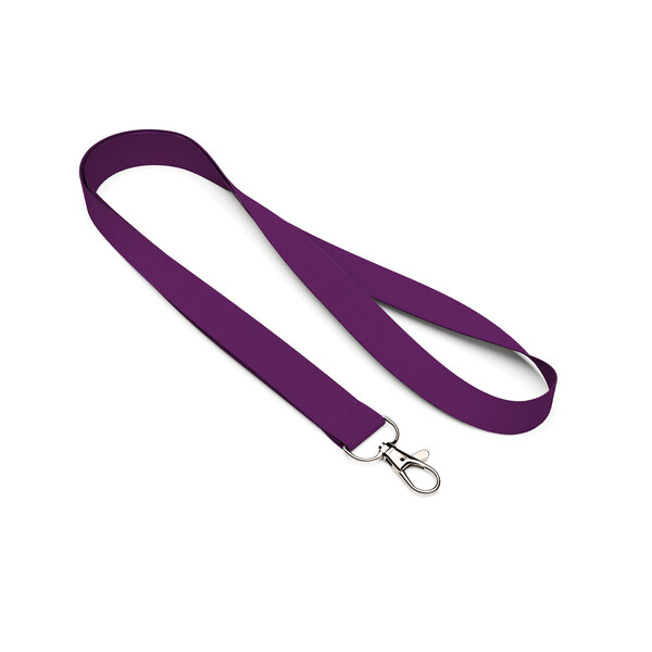Polyestersnor med pantone-matchet serigrafi - Deep Purple / 20mm bredde / Metalkarabinhage