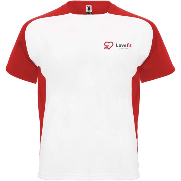 T-shirt sportiva a maniche corte da bambino da 140 g/m² Bugatti - Bianco / Rosso / 4