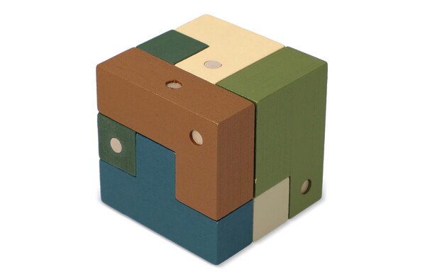 InSideOut Wooden Cube think iq puzzle - Assortiment fluorescent