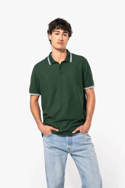 MUŠKA POLO MAJICA KRATKIH RUKAVOVA S KONTRASTNIM OBRUČKOM - Bijela / Crna / 2XL