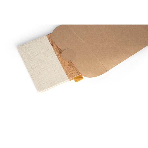 KLEE. A5 notebook in cork and linen with lined sheets - Light Natural