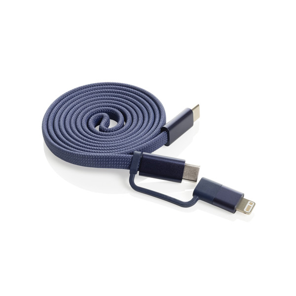Câble magnétique 60W 2 en 1 Arc en PET RCS - Bleu