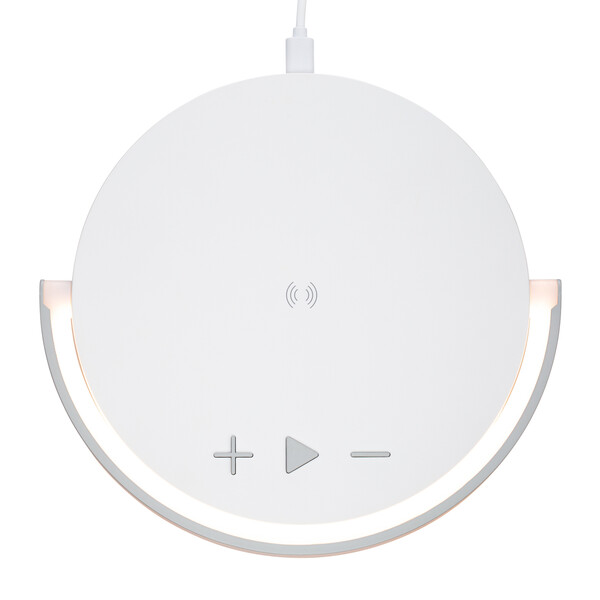 Haut-Parleur sans fil y compris chargeur sans fil 15 watts avec lumière BOURVILLE - blanc