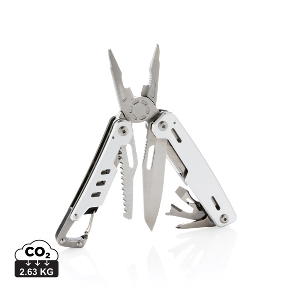 Solid multitool with carabiner - Silver