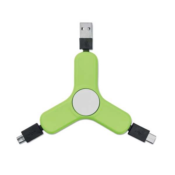 3 in 1 charging cable spinner Spincable - Lime