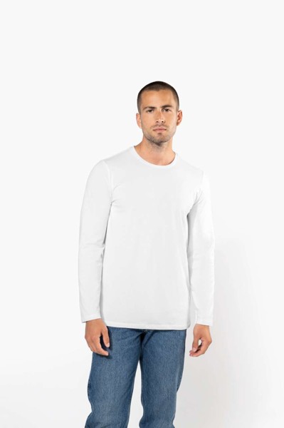Men's Long-Sleeved Crew Neck T-Shirt - White / L