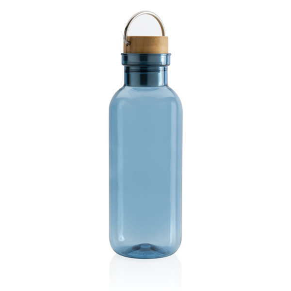 Bouteille 680ml en rPET RCS, couvercle en bambou - Bleu