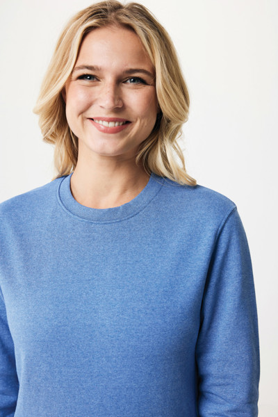 Pull à col rond en coton recyclé non teinté IQONIQ Denali - Heather Blue / XXL