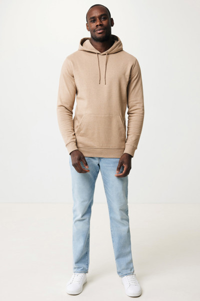 Sweat à capuche en coton recyclé et non teinté Iqoniq Torres - Heather Brown / L