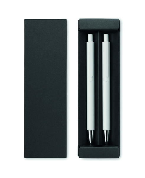 Recycled aluminium pen set Orwell - White