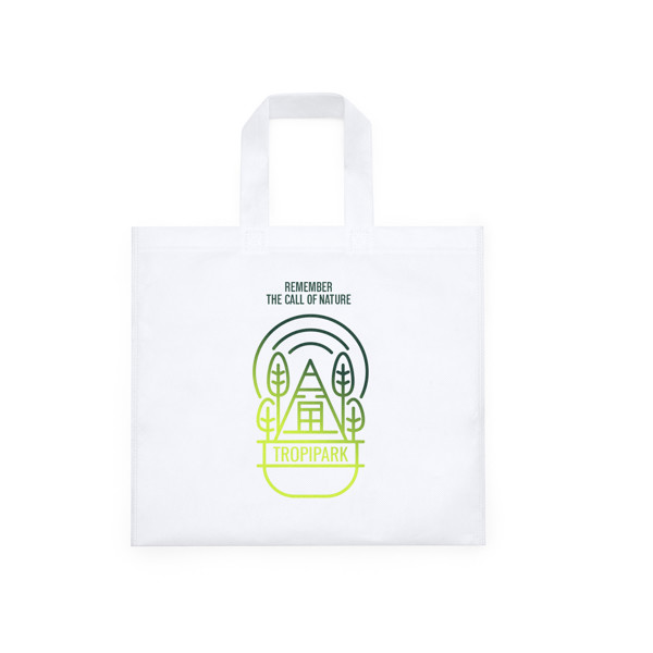 Personalised non-woven bag with reinforced handles