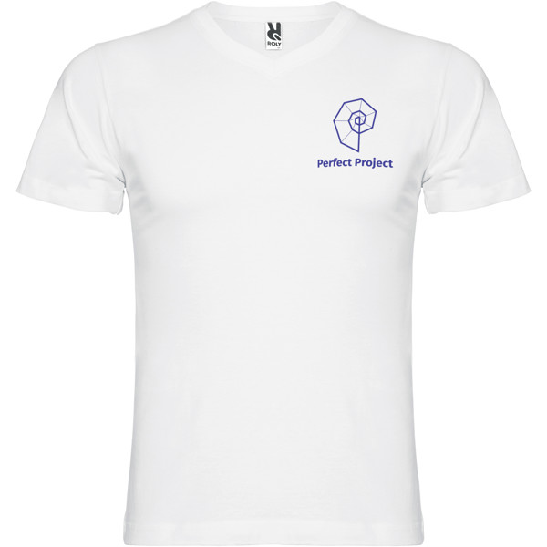T-shirt Samoyedo à col en V et manches courtes pour homme - Blanc / 2XL
