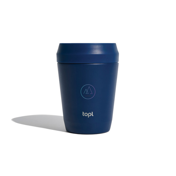 Mug 235 ml avec couvercle 360 en acier recyclé Topl - Bleu Marine