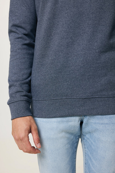 Pull à col rond en coton recyclé non teinté Iqoniq Denali - Heather Navy / XXL