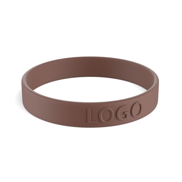 Customised silicone wristbands (12mm width) - Mahogany Brown / 20x1.2x0.2cm