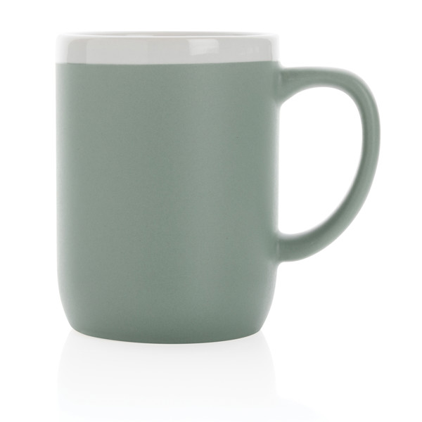 Keramický hrnek s bílým lemem 300ml - Zelená / Bílá