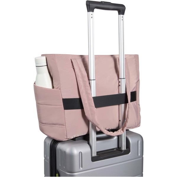 Tote bag per portatile da 15,6" in materiale riciclato certificato GRS Puffer - 18L - Rosa polveroso
