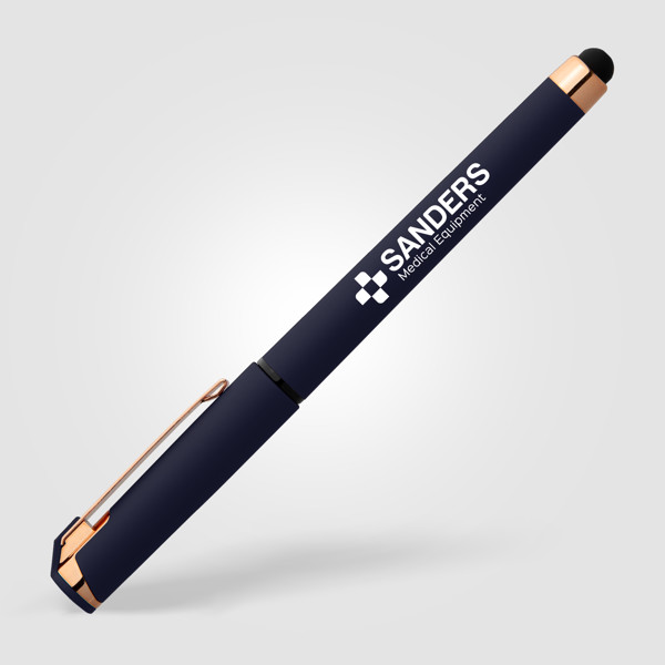Gazelle Softy Gel Rose Gold avec Stylet - Bleu marine / Sérigraphie