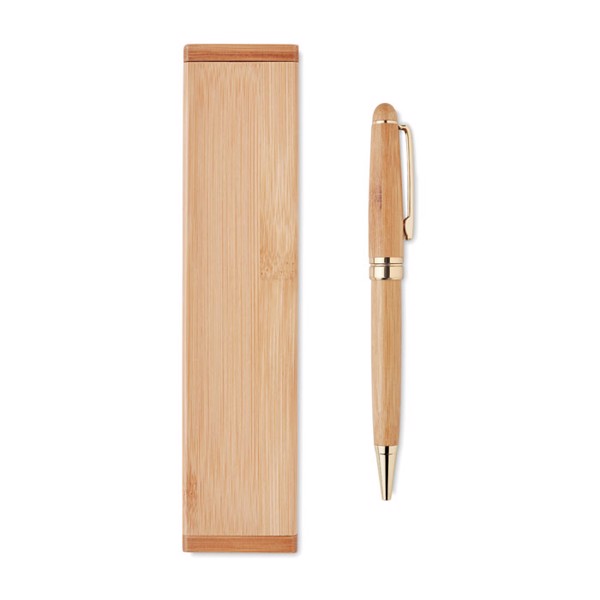Etna bamboo twist pen, gift box, blue ink