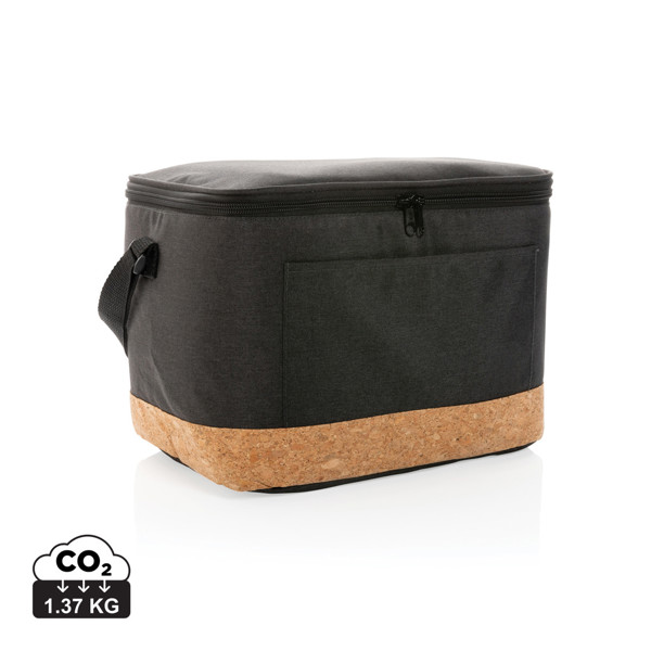 Impact AWARE™ XL RPET two tone cooler bag with cork detail - Black