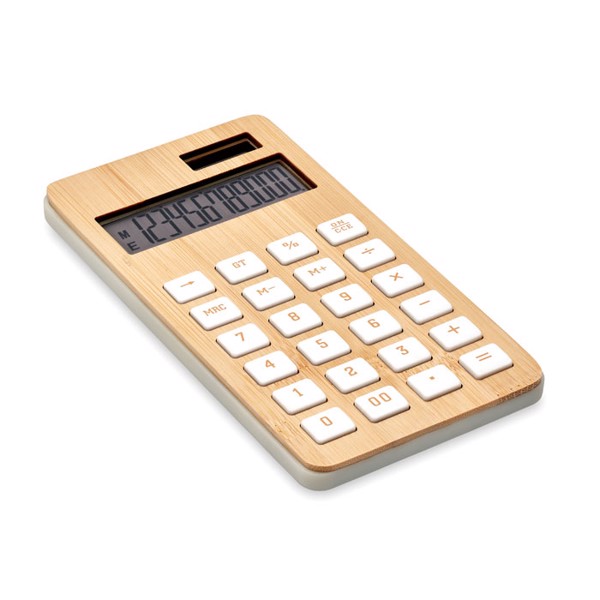 Calcubim bamboo calculator, 12 digit, solar power