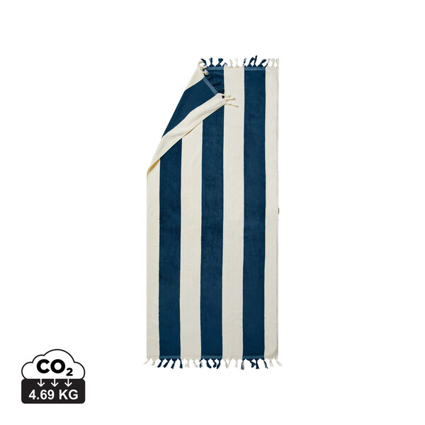 VINGA Drap de bain Valmer - Bleu Marine / Beige