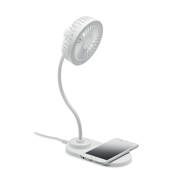 Namizni ventilator Viento, brezžični polnilec 10 W, LED lučka