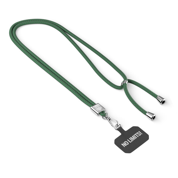Moderno cordão cruzado para telemóvel em poliéster - Verde clássico / Preto / Acessórios prateados