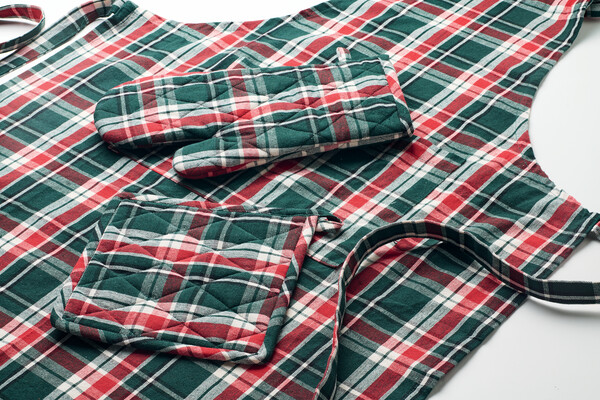 Chequered cotton kitchen set Santapron