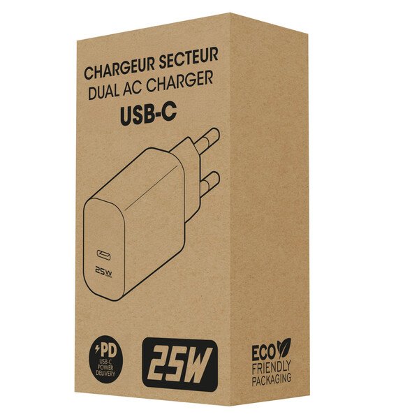 PIKA - CHARGEUR SECTEUR USB TYPE-C 25W - BLANC