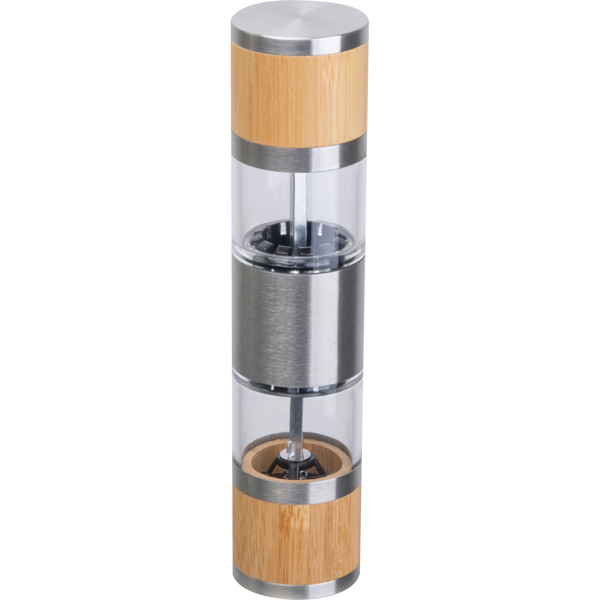 Salt & pepper mill made of stainless steel and bamboo BEATA - Beige