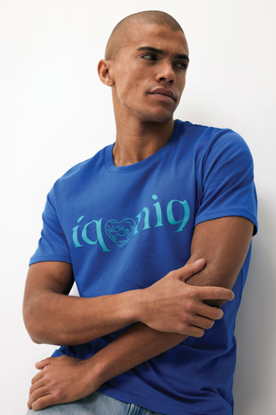 T-shirt en coton recyclé IQONIQ Brett - Bleu Royal / S