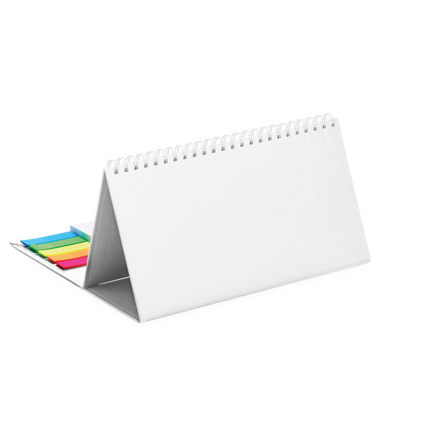 Desk calendar with hard cover, markers and memo pad - Full colour