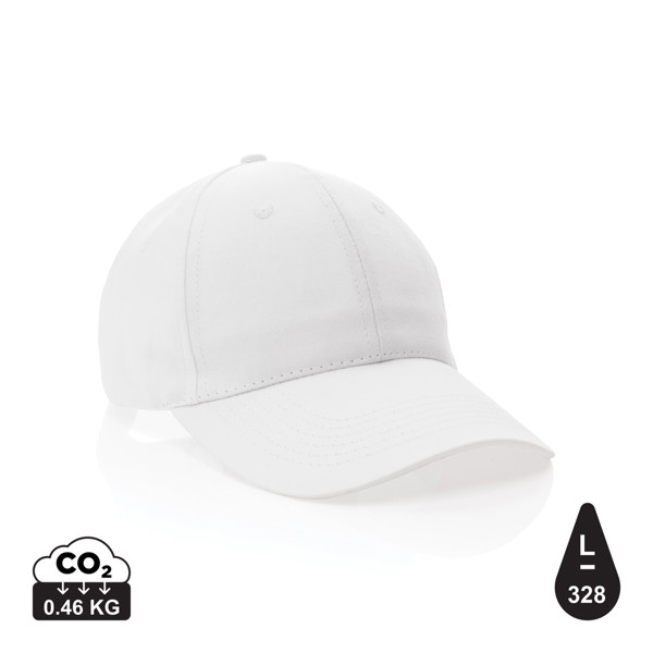 Impact šesteropanelna kapa od recikliranog pamuka 190 g s AWARE™ oznakom - Bijela