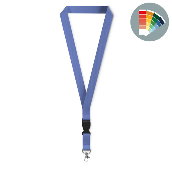 Detachable recycled polyester (rPET) pantone matched screenprint lanyard - 20mm width / Metal carabiner