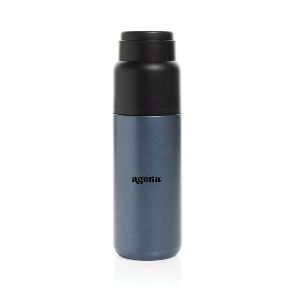 Bouteille isotherme 500ml avec tasse Thermocup RCS - Bleu Marine