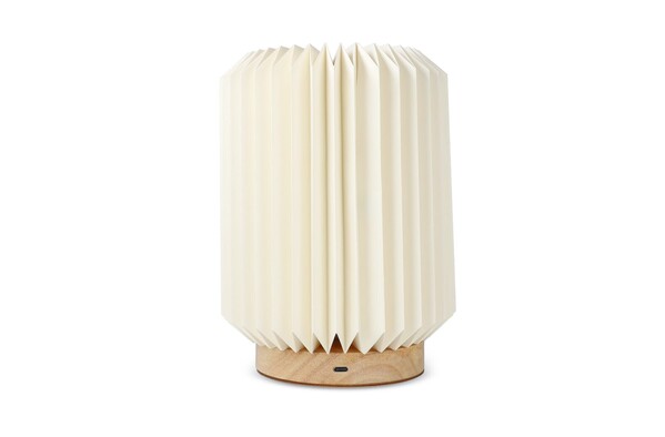 Coollux foldable paper LED lamp Aurora on wooden base, 22cm - Nature