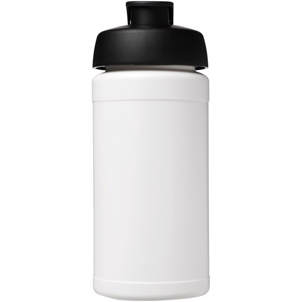 Garrafa desportiva com tampa Flip de 500 ml Baseline® Plus - Branco / Preto Liso