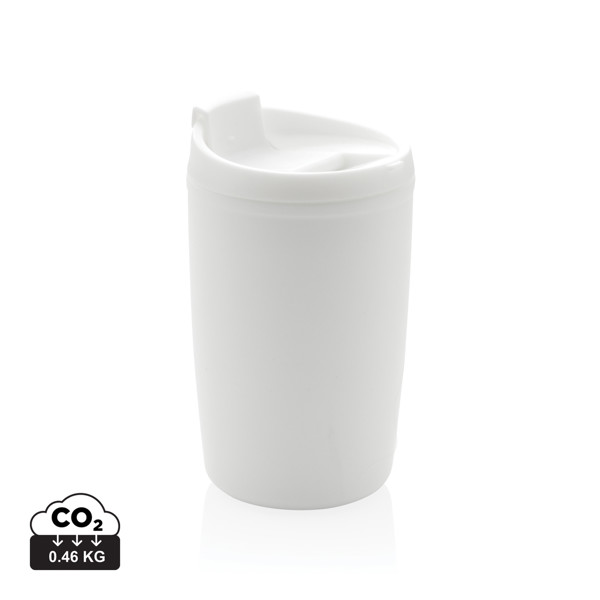 GRS Recycled PP tumbler with flip lid - White