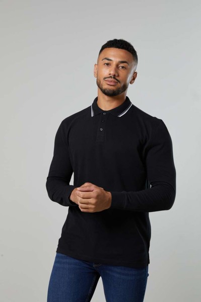 Polo majica dugih rukava s vrhom 100 - Bijela / Deep Crna / M