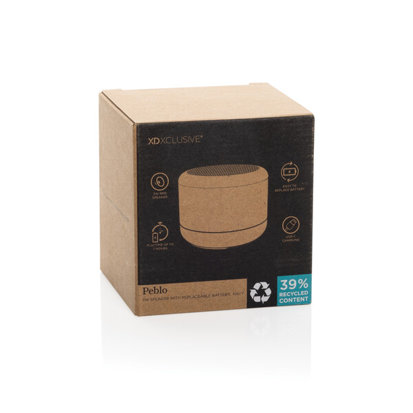 Enceinte 3W avec batterie amovible Peblo RCS - Bleu