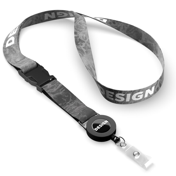 Detachable polyester sublimation badge reel lanyard - 20mm width