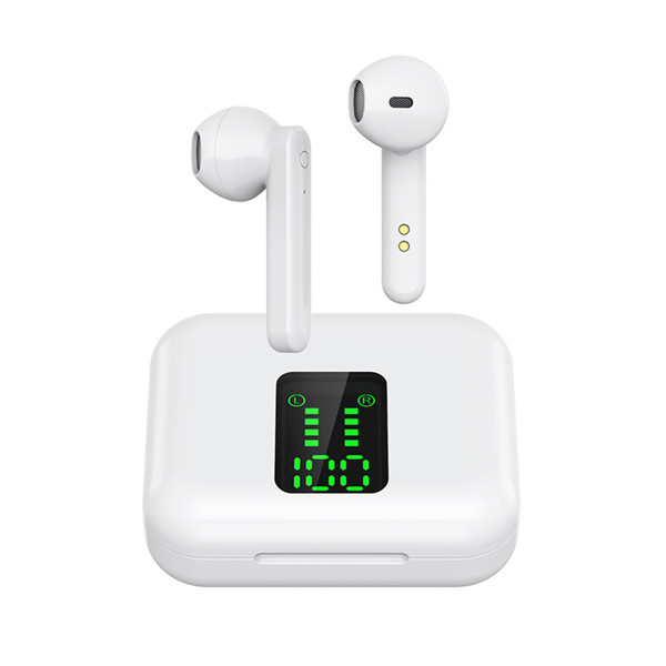 True Wireless headphones with display - WHITE