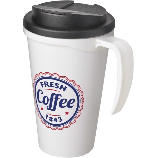 Mug isolant Americano® grande 350ml avec couvercle anti fuites - Blanc / Noir