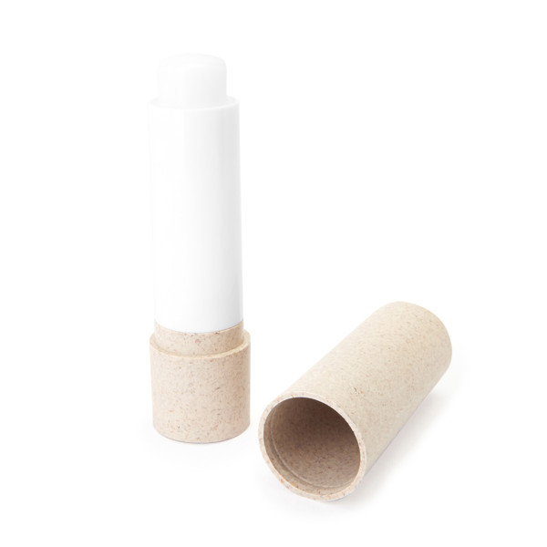 Personalised lip balm made from wheat fibre SPF15 with vanilla scent