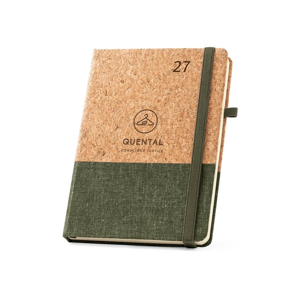 QUENTAL A5. Cork and linen diary - Dark Green