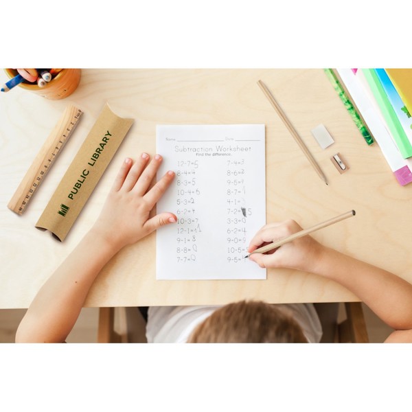 PS - RHOMBUS. School writing set: ruler, pencil, eraser and sharpener